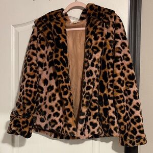 Eesome Leopard Print Teddy Jacket